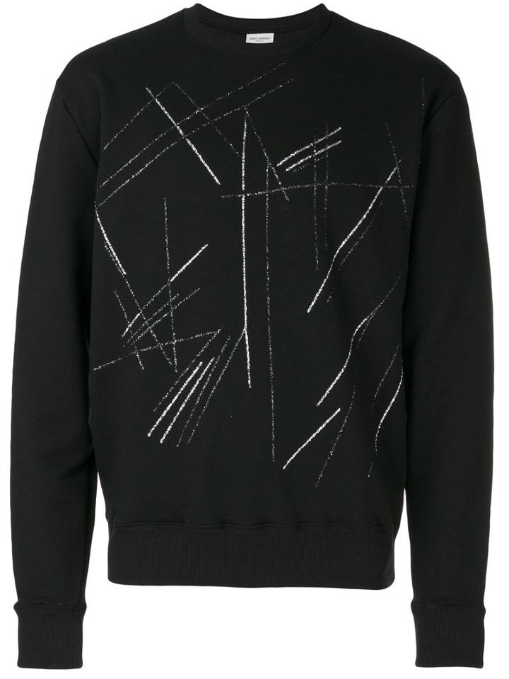 Saint Laurent - Scratch Print Sweatshirt - Men - Cotton - Xl, Black, Cotton