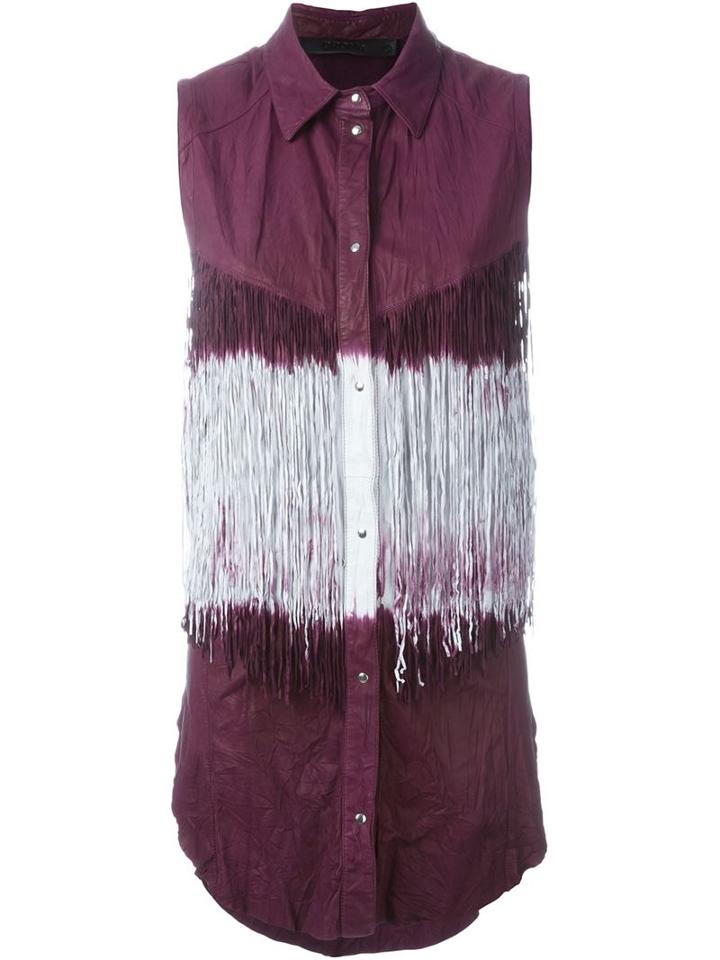 Drome Fringed Sleeveless Shirt, Women's, Size: S, Pink/purple, Leather
