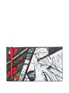 Alexander Mcqueen Print Mix Clutch - Black