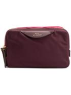 Anya Hindmarch Stack Triple Make Up Pouch In Burgundy Nylon With Red