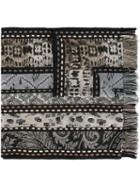 Etro Frayed Jacquard Scarf, Women's, Black, Silk/acrylic/polyester/wool