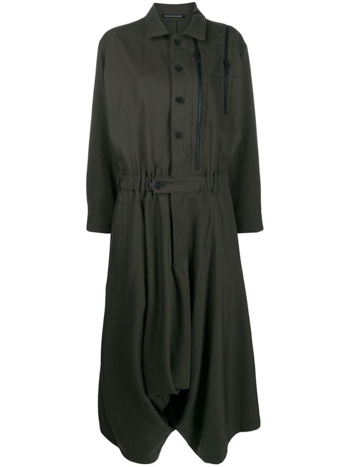 Yohji Yamamoto Zip Detail Wide-leg Jumpsuit - Green
