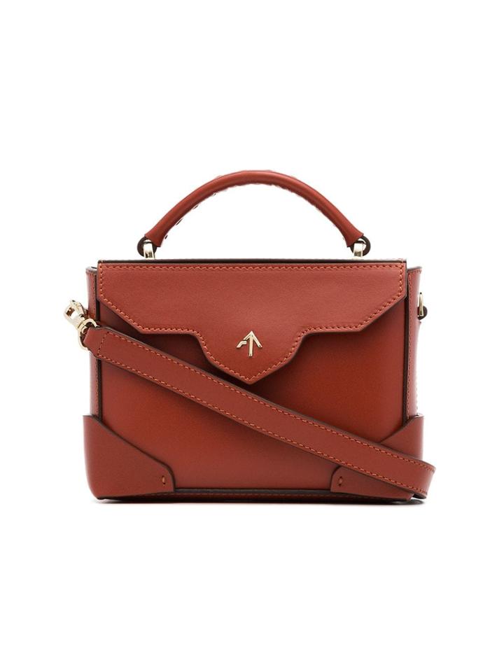 Manu Atelier Red Micro Bold Leather Crossbody Bag