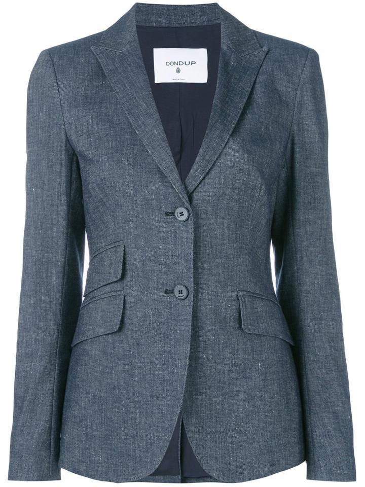 Dondup Two Button Blazer, Women's, Size: 46, Blue, Cotton/linen/flax/spandex/elastane/spandex/elastane