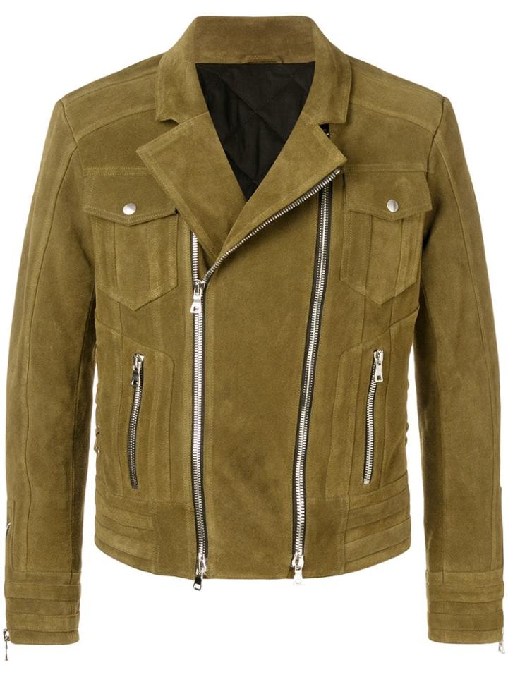 Balmain Lace-up Biker Jacket - Green