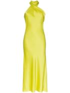 Galvan Pandora Halterneck Midi Dress - Yellow
