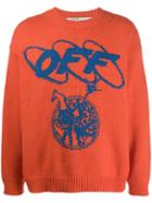 Off-white Knitted Logo Sweater - Orange