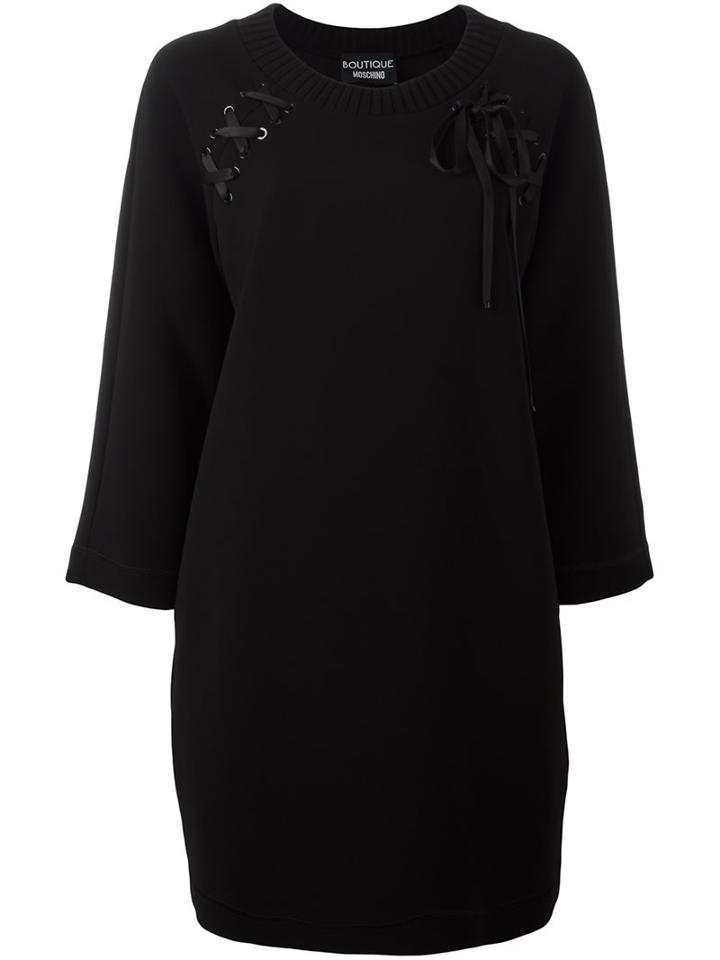 Boutique Moschino Lace Detail Jumper Dress, Women's, Size: 42, Black, Polyester/triacetate/virgin Wool