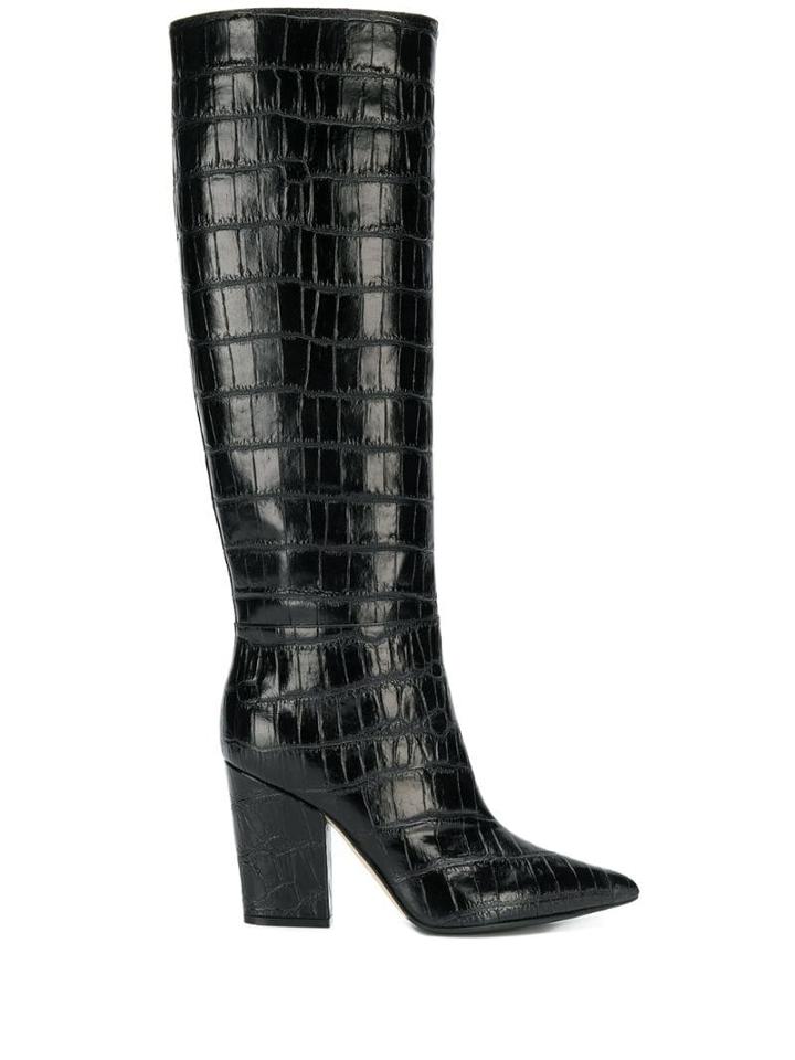 Sergio Rossi Crocodile Effect Boots - Black