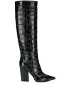 Sergio Rossi Crocodile Effect Boots - Black