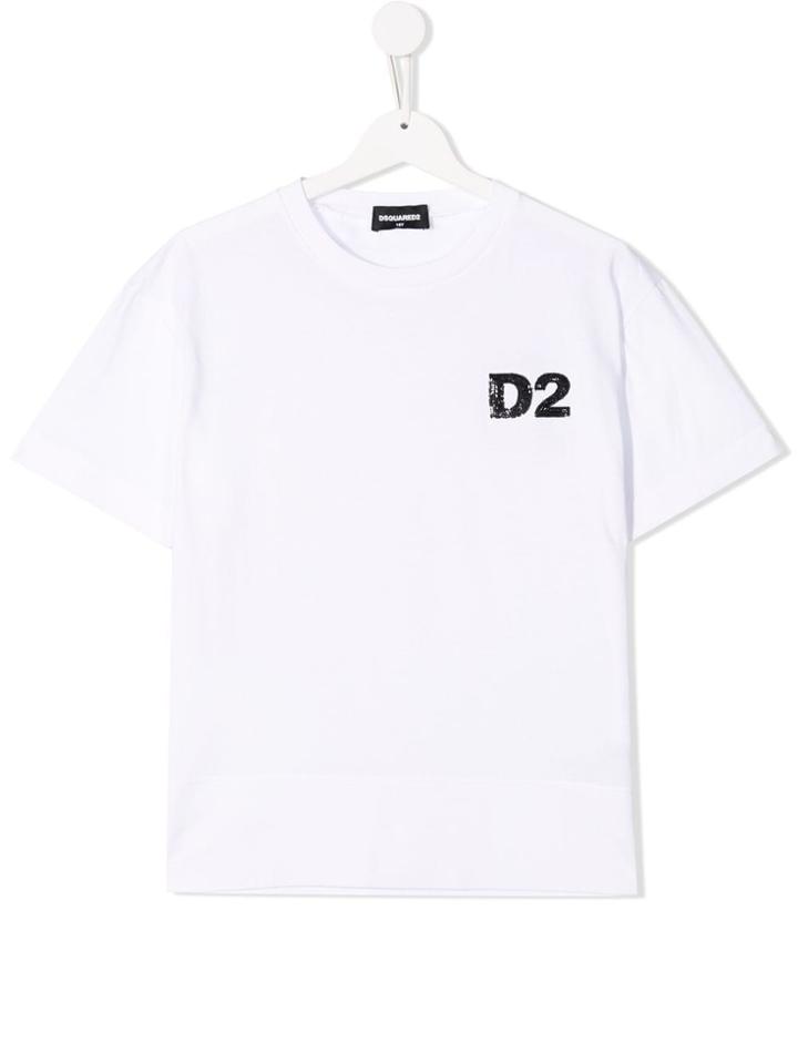 Dsquared2 Kids Teen Sequin Logo T-shirt - White