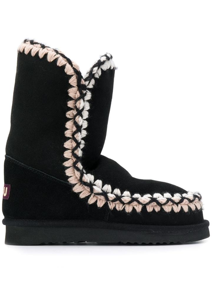 Mou Stitch-detail Boots - Black