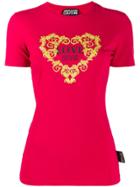 Versace Jeans Couture Baroque Heart Logo Printed T-shirt - Red