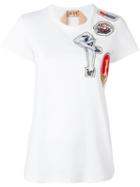 No21 Multiple Patches T-shirt, Women's, Size: 40, White, Cotton/polyester/glass/metal (other)
