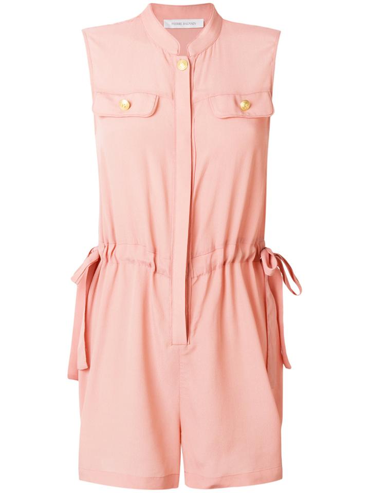 Pierre Balmain Drawstring Waist Playsuit - Pink & Purple