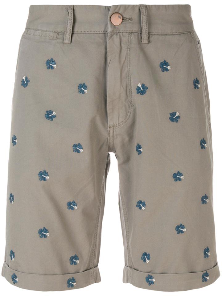 Sun 68 Floral Embroidered Bermuda Shorts - Nude & Neutrals
