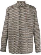Prada Geometric Print Poplin Shirt - Green