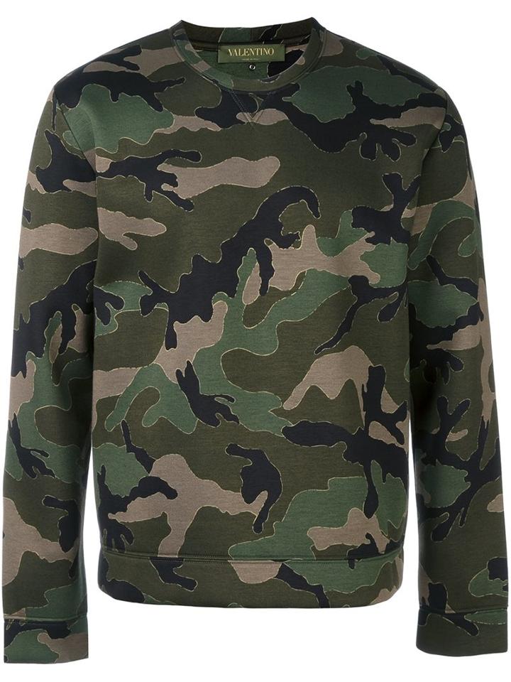 Valentino 'rockstud' Camouflage Sweatshirt, Men's, Size: Small, Green, Viscose/polyurethane