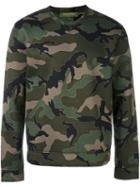 Valentino 'rockstud' Camouflage Sweatshirt, Men's, Size: Small, Green, Viscose/polyurethane
