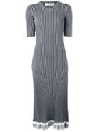 Victoria Beckham - Ribbed Detail Dress - Women - Cotton/ramie/polyamide/viscose - 4, Black, Cotton/ramie/polyamide/viscose