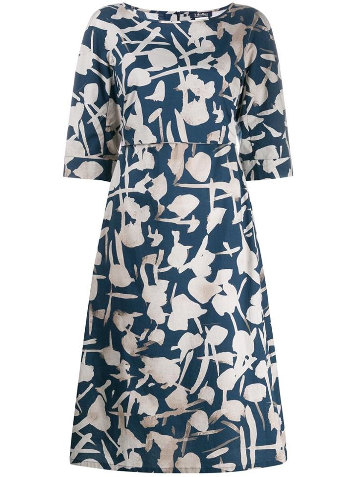 's Max Mara Floral Empire-line Dress - Blue