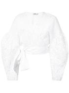 Amur Embroidered Wrap Blouse - White