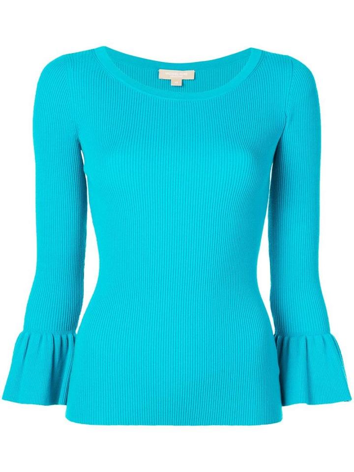 Michael Kors Collection Knit Flared Sleeve Top - Blue