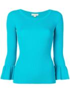 Michael Kors Collection Knit Flared Sleeve Top - Blue
