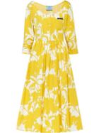 Prada Carnation Print Poplin Dress - Yellow