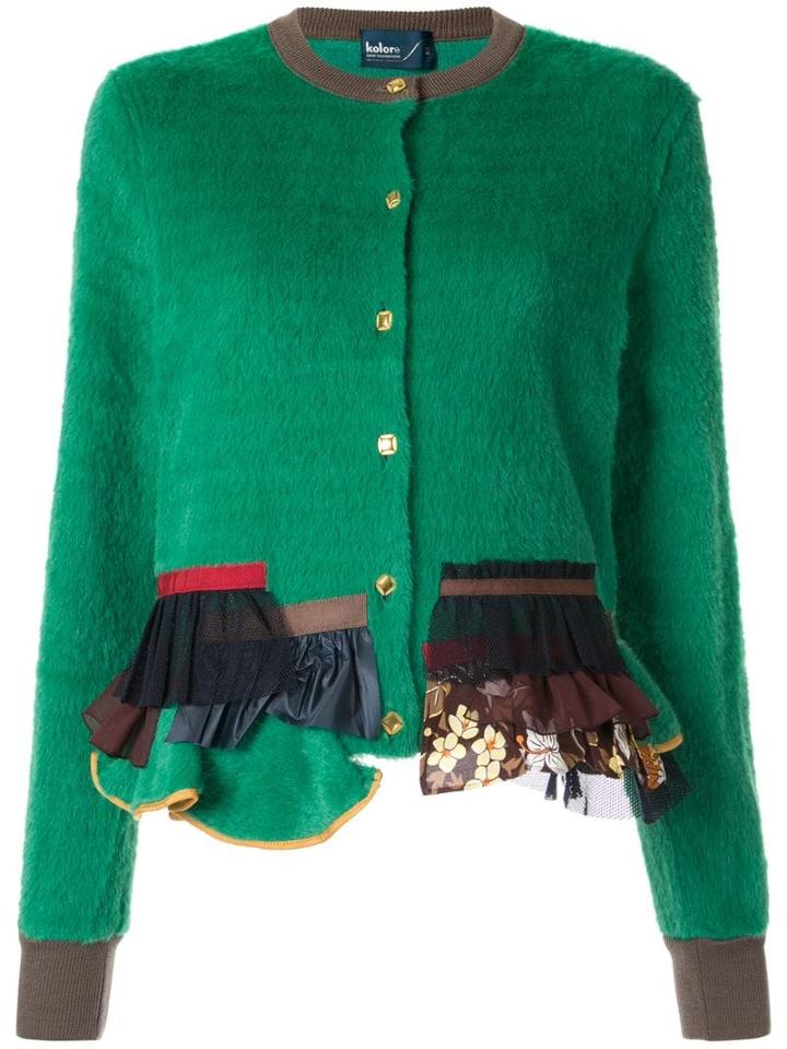 Kolor Textured Tulle Panel Cardigan - Green