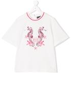 Young Versace Teen Embellished Seahorse T-shirt - White