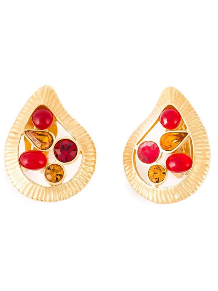 Givenchy Vintage Tear Drop Clip On Earrings