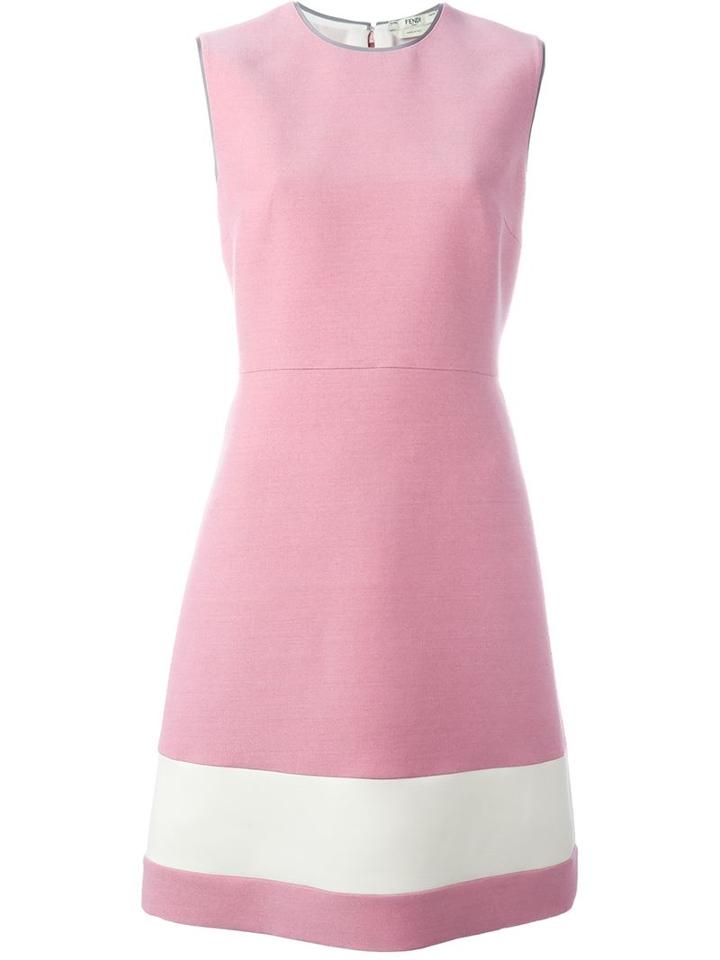Fendi Contrast Stripe Dress, Women's, Size: 44, Pink/purple, Silk/wool