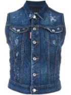 Dsquared2 Sleeveless Denim Jacket, Women's, Size: 42, Blue, Cotton/spandex/elastane