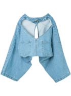 Pony Stone Cut Out Denim Top - Blue