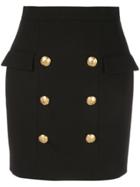 Balmain Button Front Fitted Skirt - Black