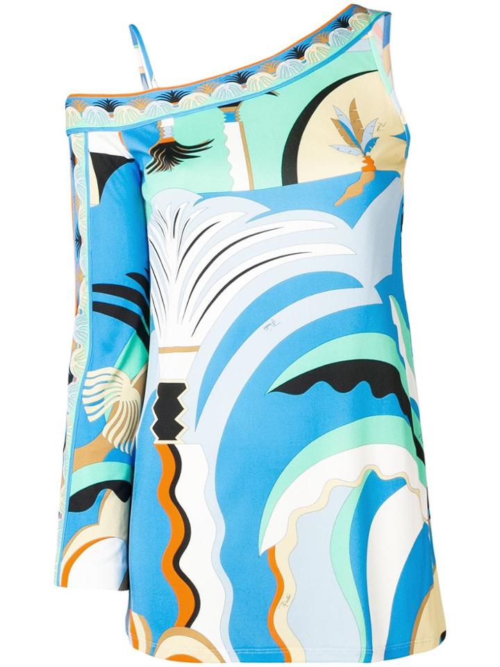 Emilio Pucci Summer Print Asymmetric Top - Blue