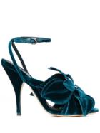 Marco De Vincenzo Velvet Flower Sandals - Blue