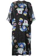 G.v.g.v. - Floral Print Chiffon Tee Dress - Women - Cupro/rayon - 34, Women's, Black, Cupro/rayon