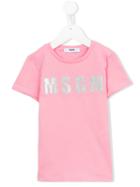 Msgm Kids Glitter Logo T-shirt, Girl's, Size: 6 Yrs, Pink/purple
