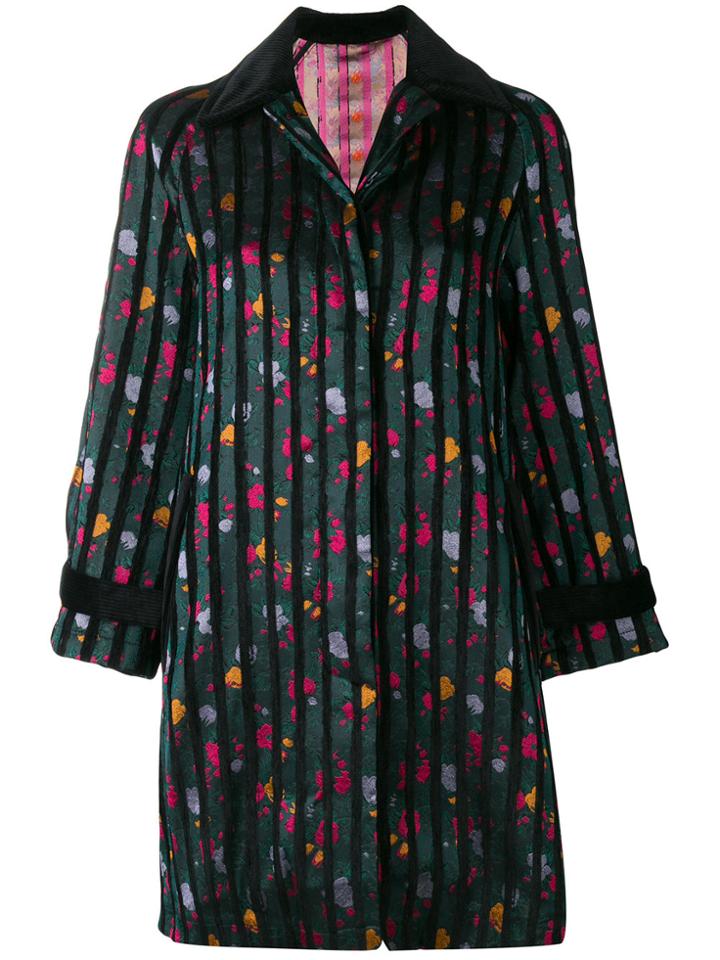 Golden Goose Deluxe Brand Floral Striped Single-breasted Coat - Green