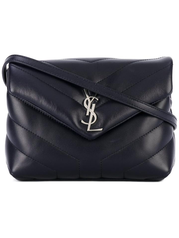 Saint Laurent - 'monogram Pouch' Bag - Women - Cotton/leather - One Size, Blue, Cotton/leather