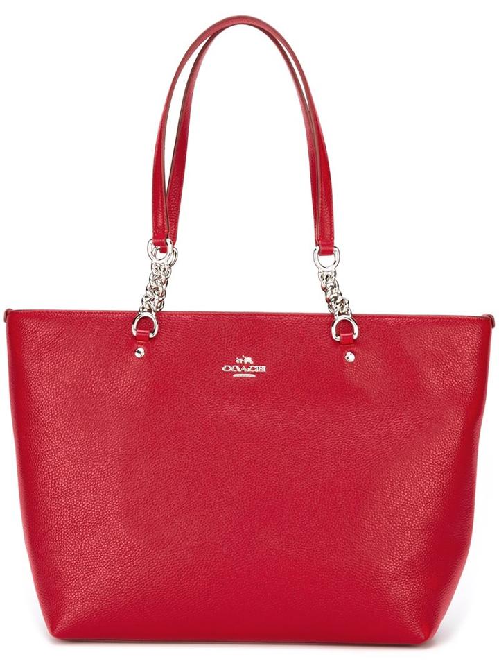 Coach Chain Handle Tote, Women's, Red