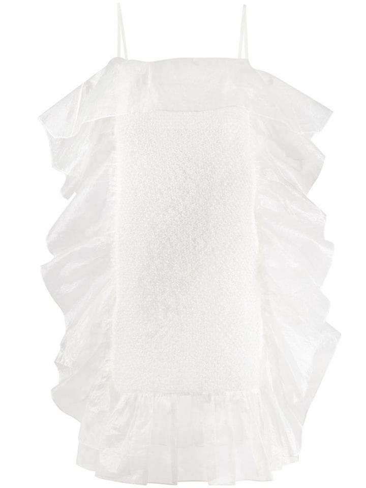 Nina Ricci Ruffled Sheer Trim Dress - White