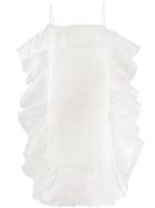 Nina Ricci Ruffled Sheer Trim Dress - White
