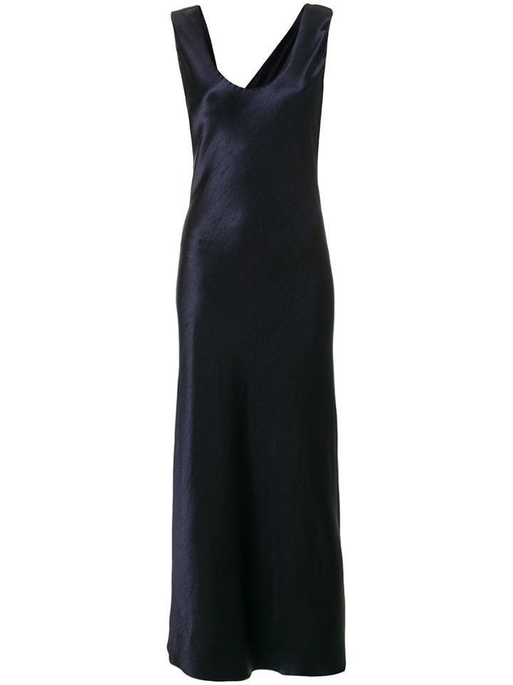 Theory Fitted Flared Maxi Dress - Blue
