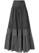 Y's Checked Full Skirt - Black