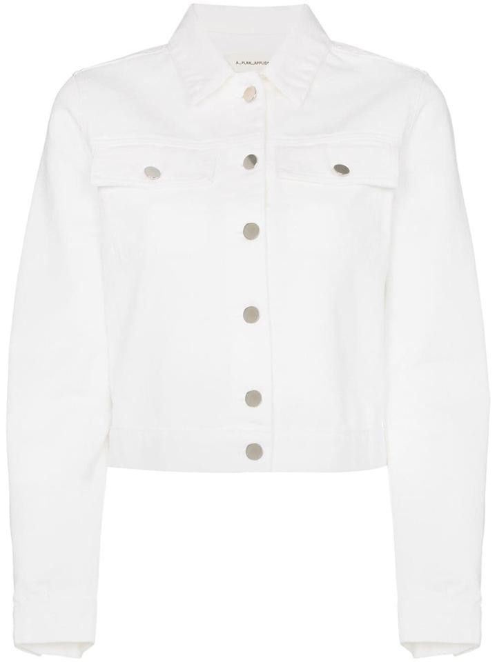 A Plan Application Cropped Denim Jacket - White