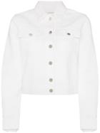 A Plan Application Cropped Denim Jacket - White