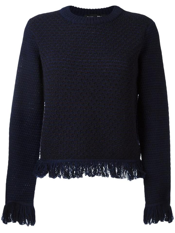 Proenza Schouler Fringed Jumper, Women's, Size: Small, Blue, Cotton/nylon/wool